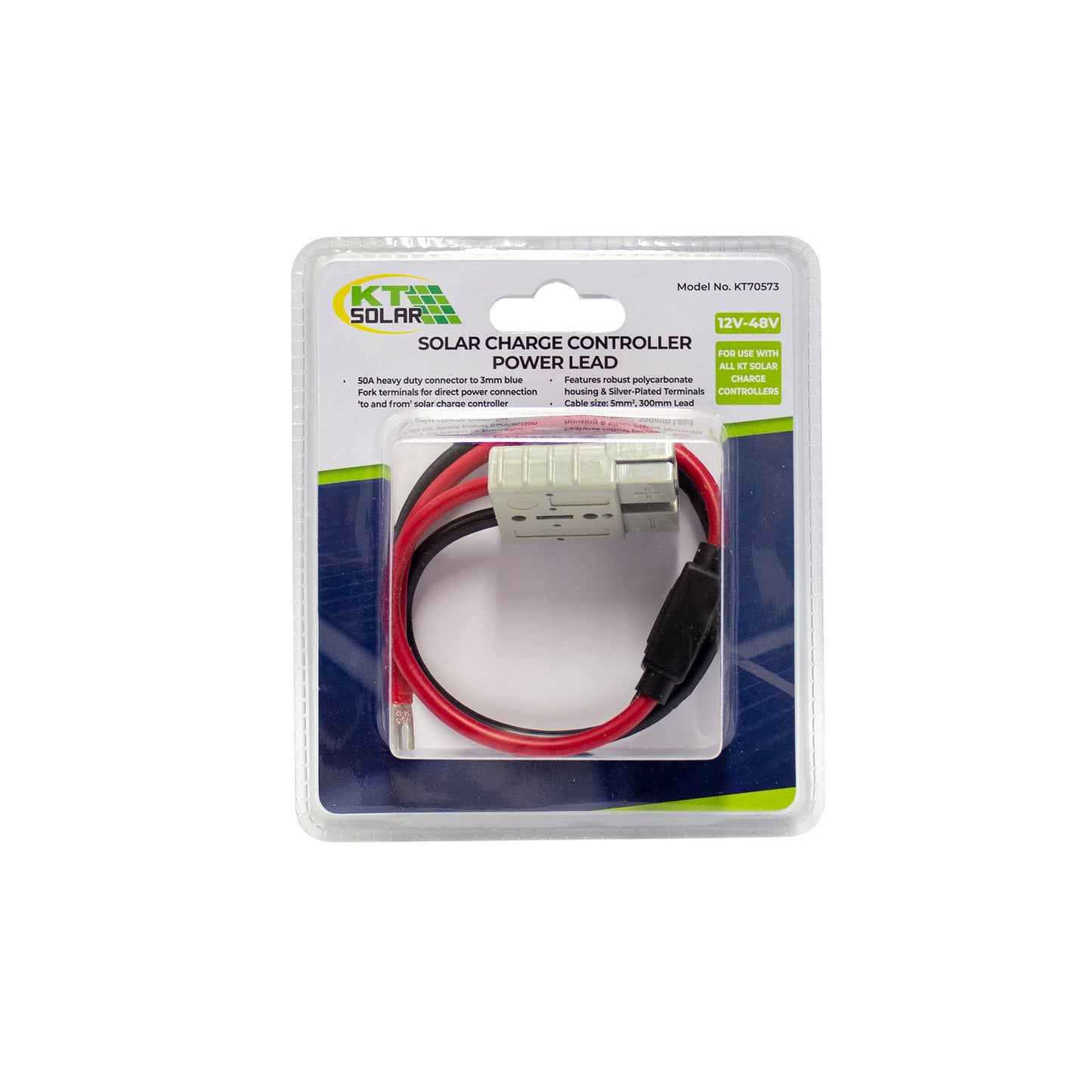 50 Amp Heavy Duty Connector To Fork Terminals, Connects with KT Solar Controller 15Amp Dual Battery Charging