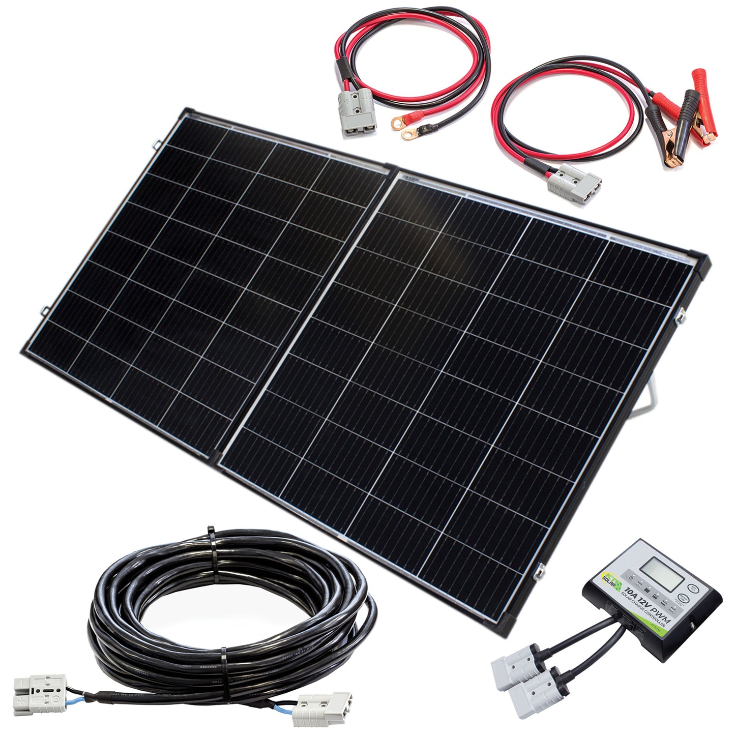 200W, 12V Portable Folding Solar Kit With Dual Charge Feature