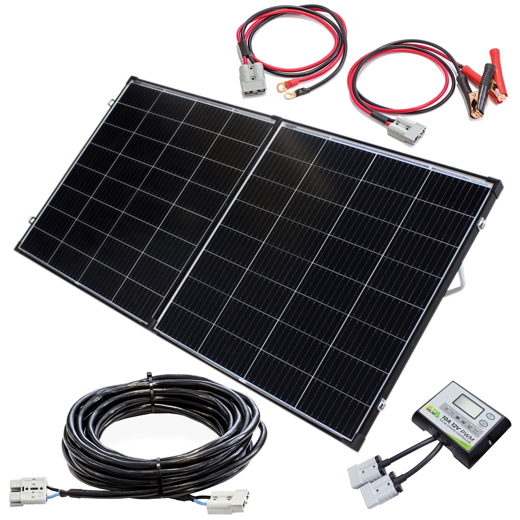200W, 12V Portable Folding Solar Kit With Dual Charge Feature