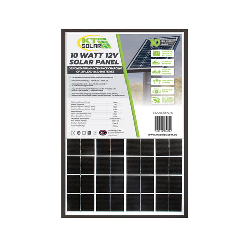 10 Watt, 12V Single Cell Monocrystalline Solar Panel