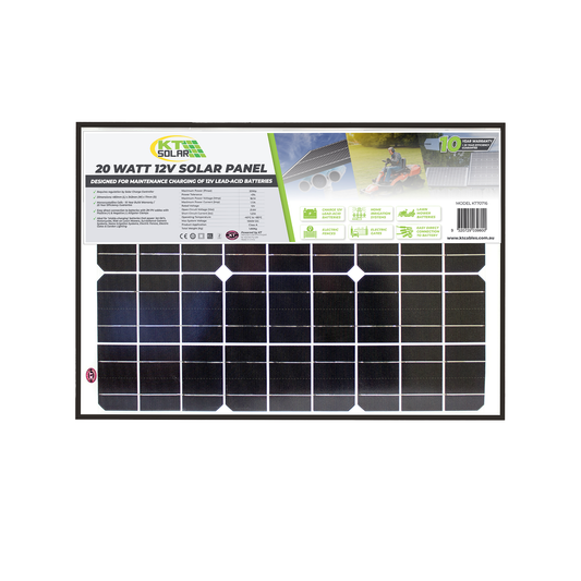 20 Watt, 12V Single Cell Monocrystalline Solar Panel