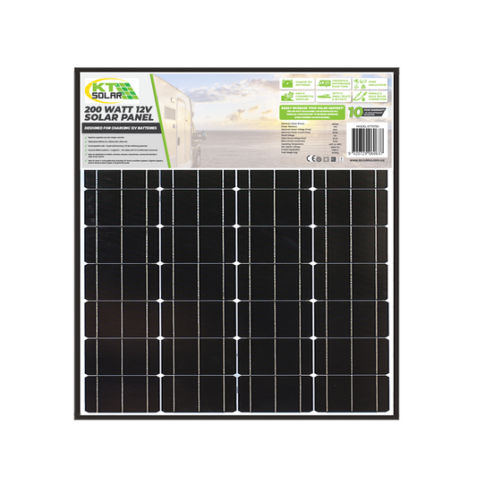 200 Watt, 12V Single Cell Monocrystalline Solar Panel - 1020mm (L) x 992mm (W) x 35mm (D)